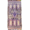 Colorful purple Moroccan handmade vintage area rug with rainbow fringes